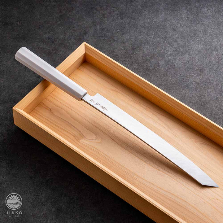 Gion White Sashimi (Yanagi) Kiritsuke knife White2 carbon steel