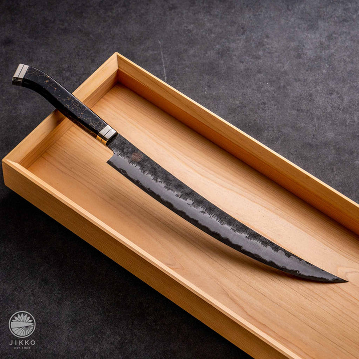 JIKKO Shiki Nikukiri Sujihiki (Slicer Knife) Super Blue carbon steel Stainless Clad