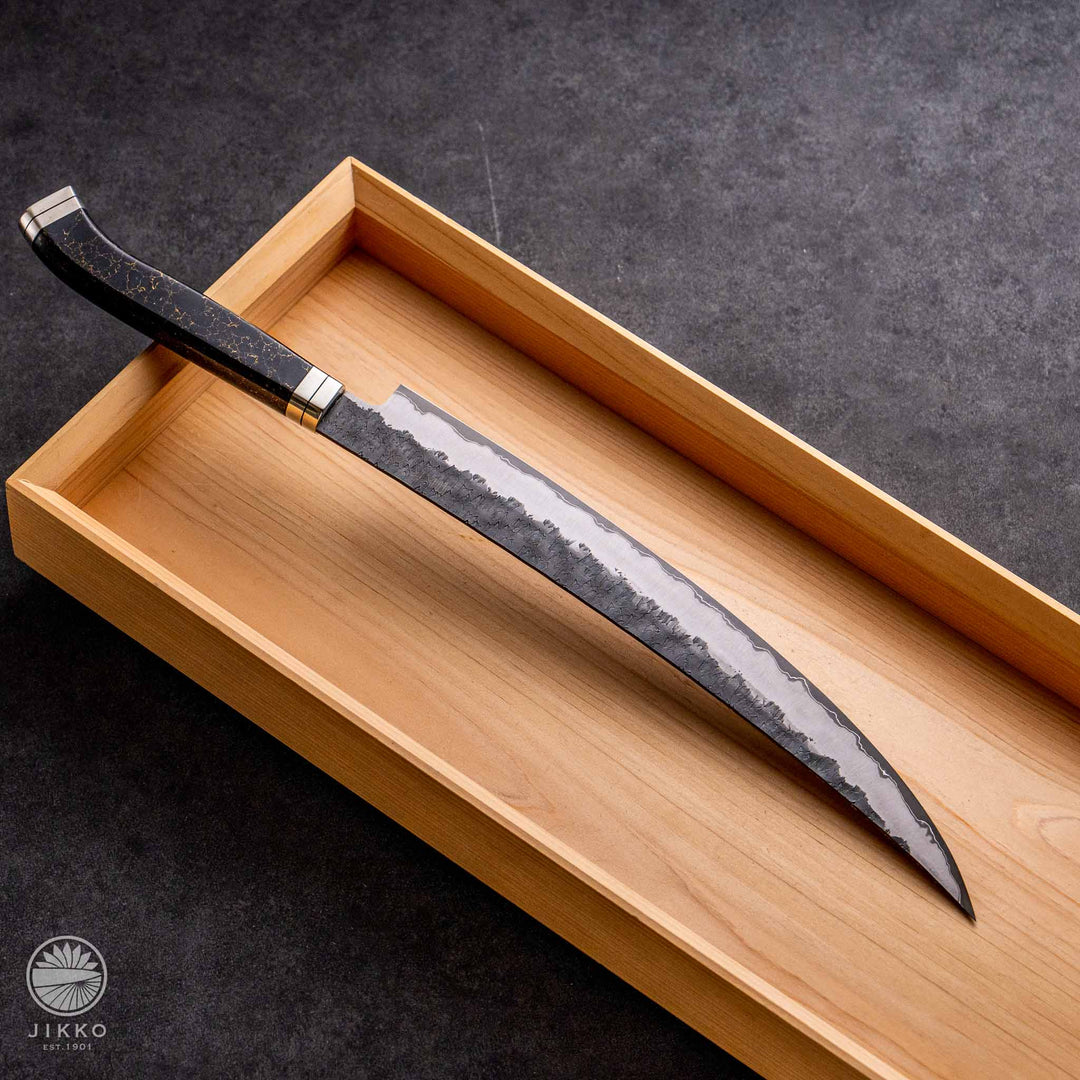 JIKKO Shiki Nikukiri Sujihiki (Slicer Knife) Super Blue carbon steel Stainless Clad