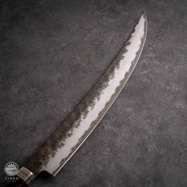 JIKKO Shiki Nikukiri Sujihiki (Slicer Knife) Super Blue carbon steel Stainless Clad