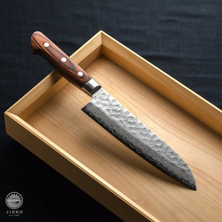 JIKKO ekubo (Dimples) Red Nakiri knife VG-10 Gold Stainless Steel Japanese (Vegetable Knife)