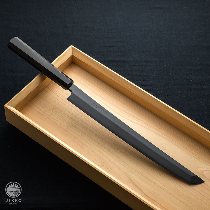 Ginza black coating Sashimi (Yanagi) Sakimaru knife  White 2 carbon steel Sushi Sashimi Japanese knife