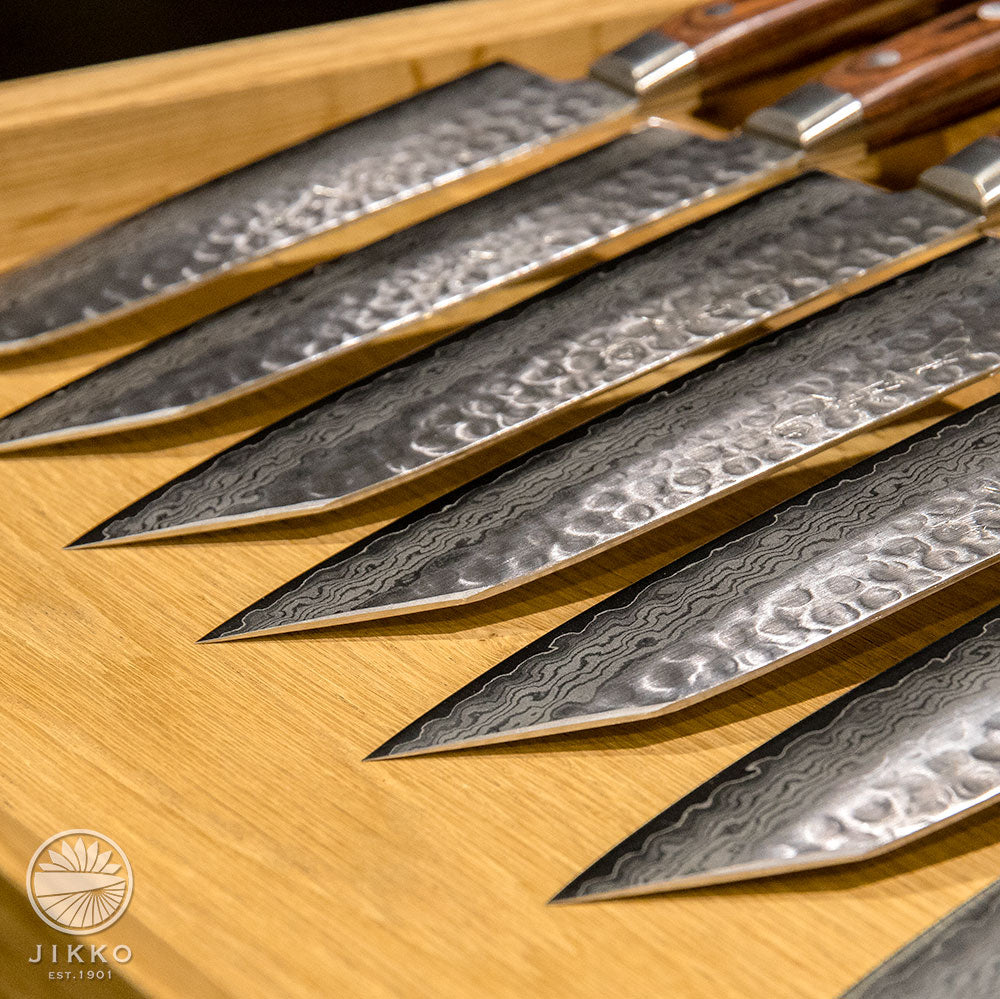 JIKKO Kiritsuke Millefeuille Santoku knife VG10 Gold Stainless Steel