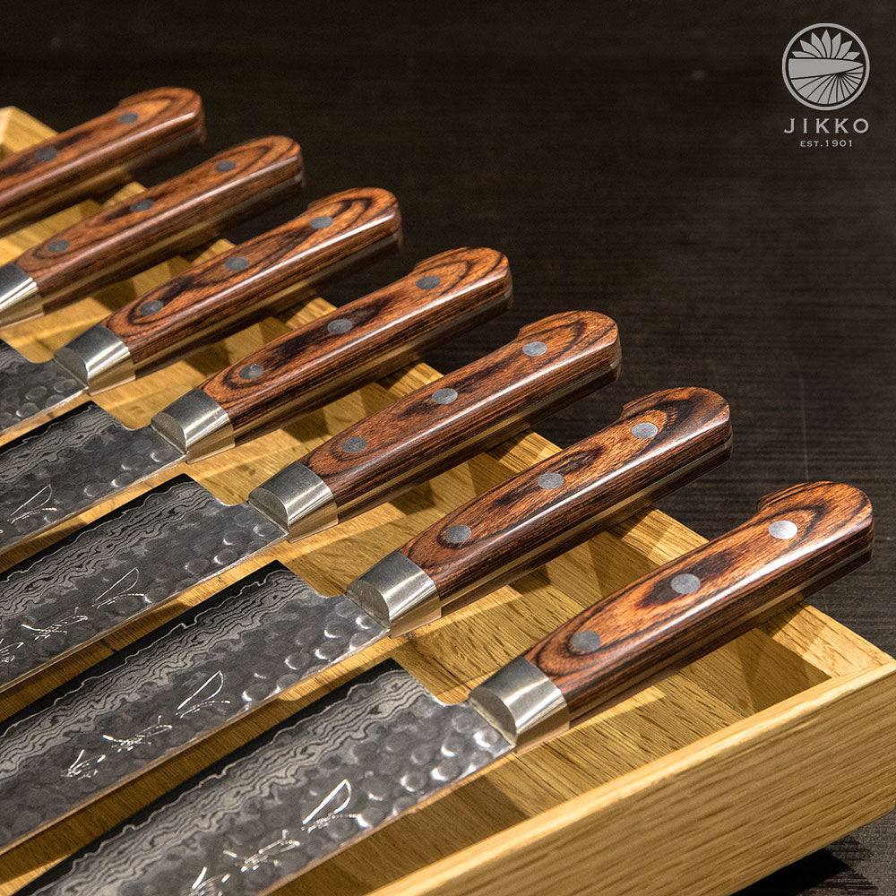 JIKKO Kiritsuke Millefeuille Santoku knife VG10 Gold Stainless Steel